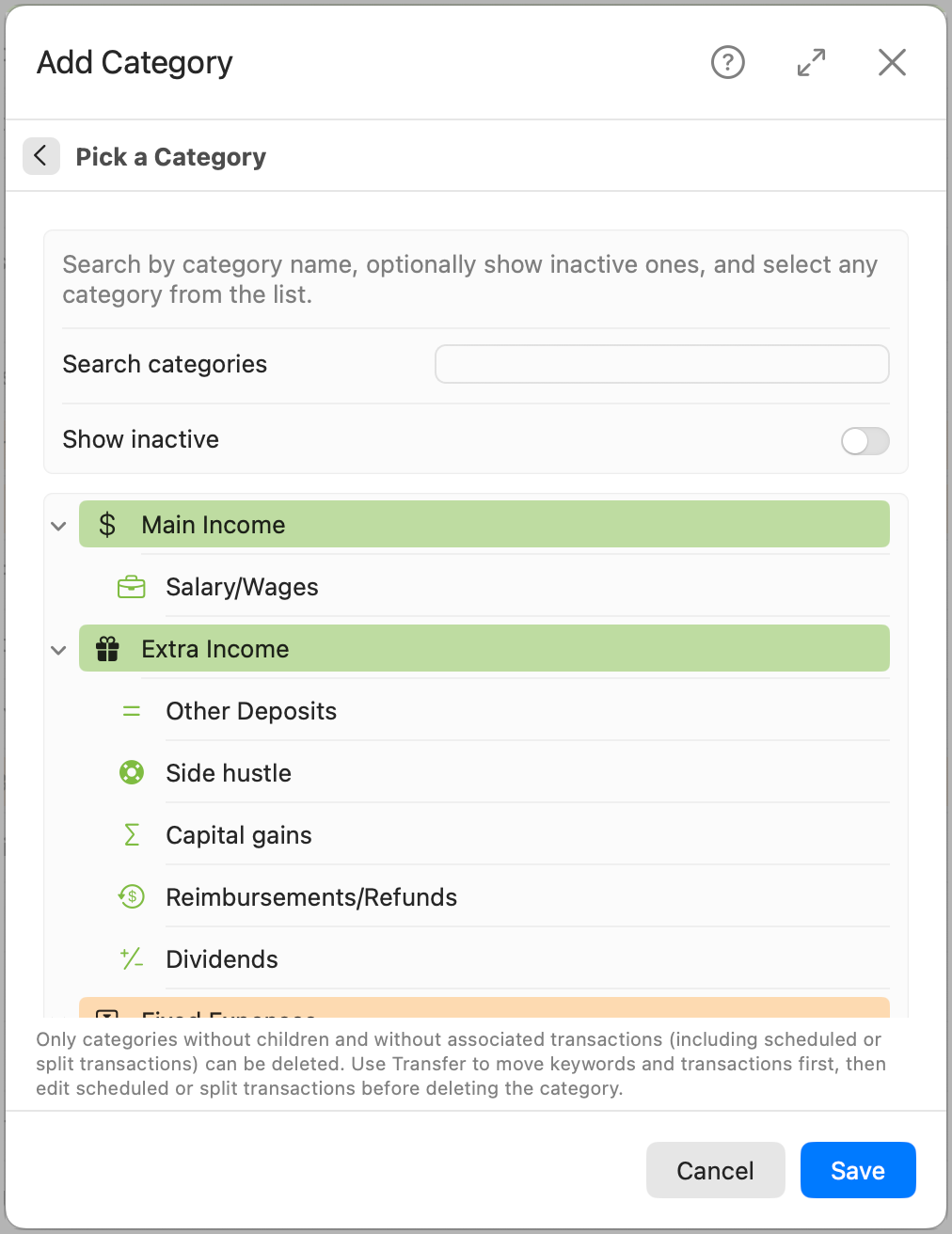 Add Category parent Selection