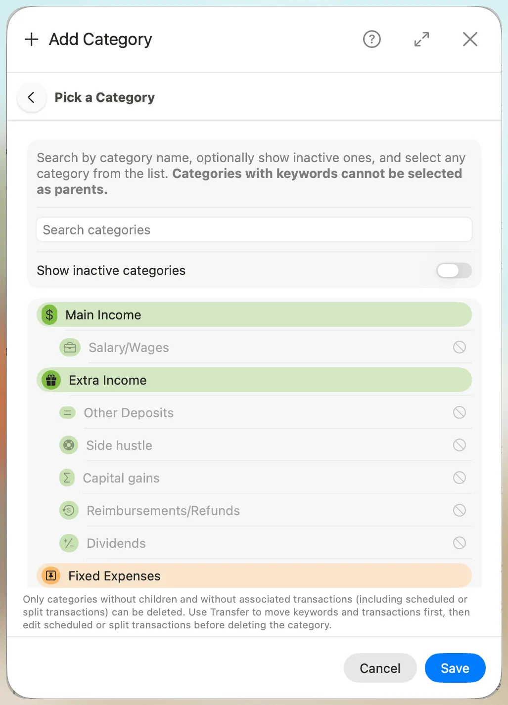 Add Category parent Selection