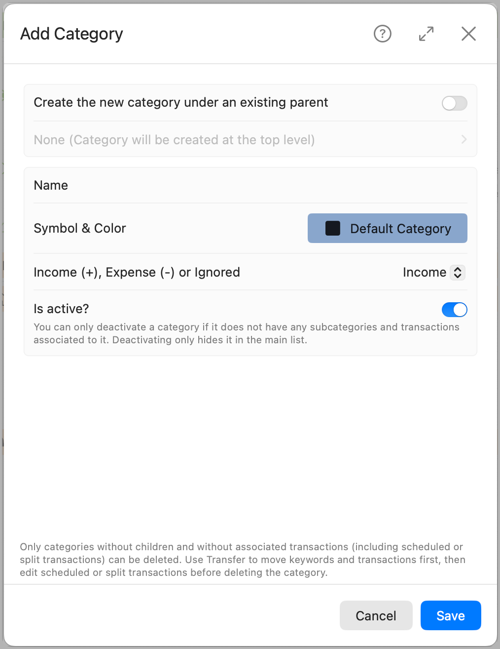 Add Parent Category