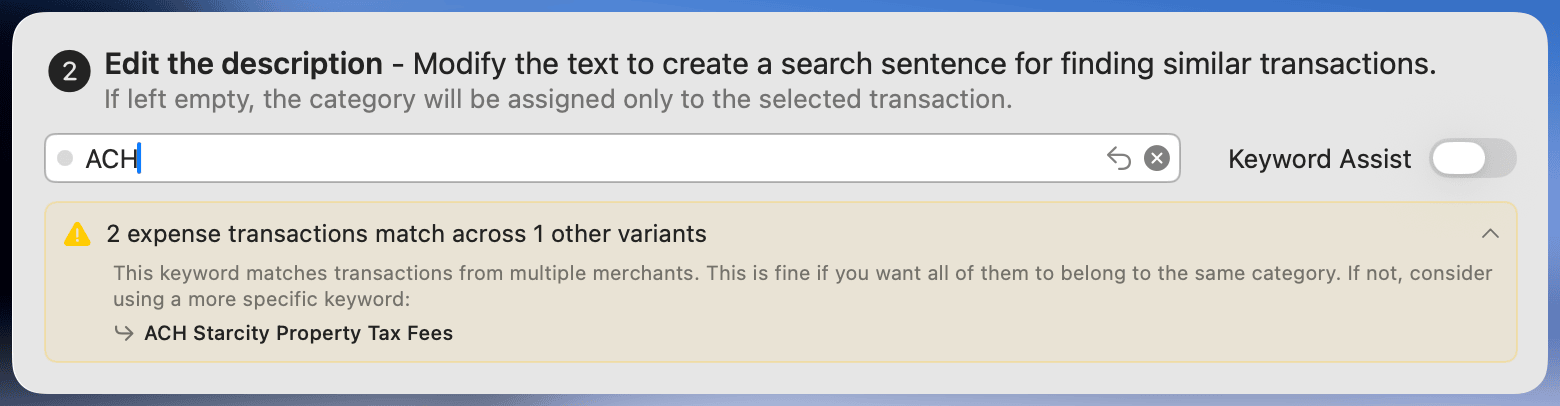Broad Keyword Warning