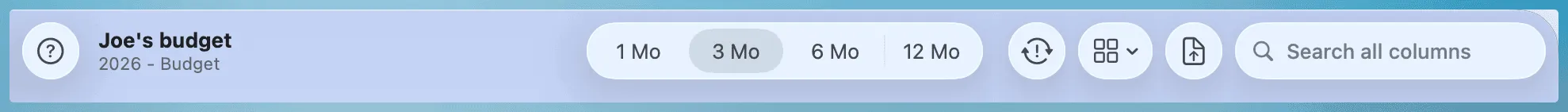 Budget Toolbar