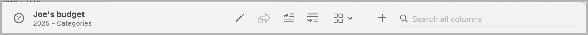 Categories Toolbar