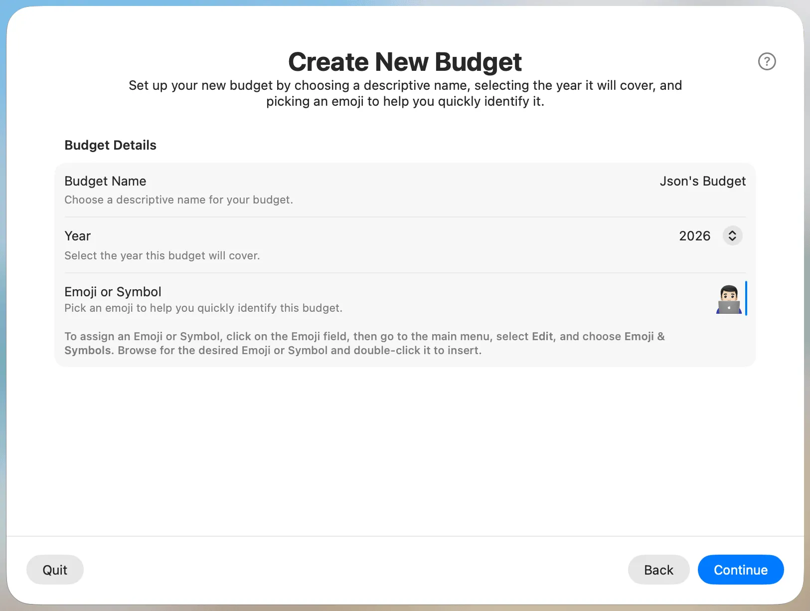 Budget Details Step