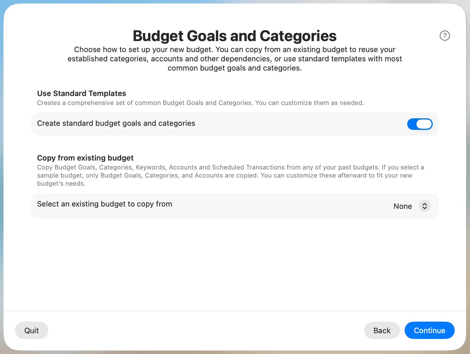 Category Setup Step