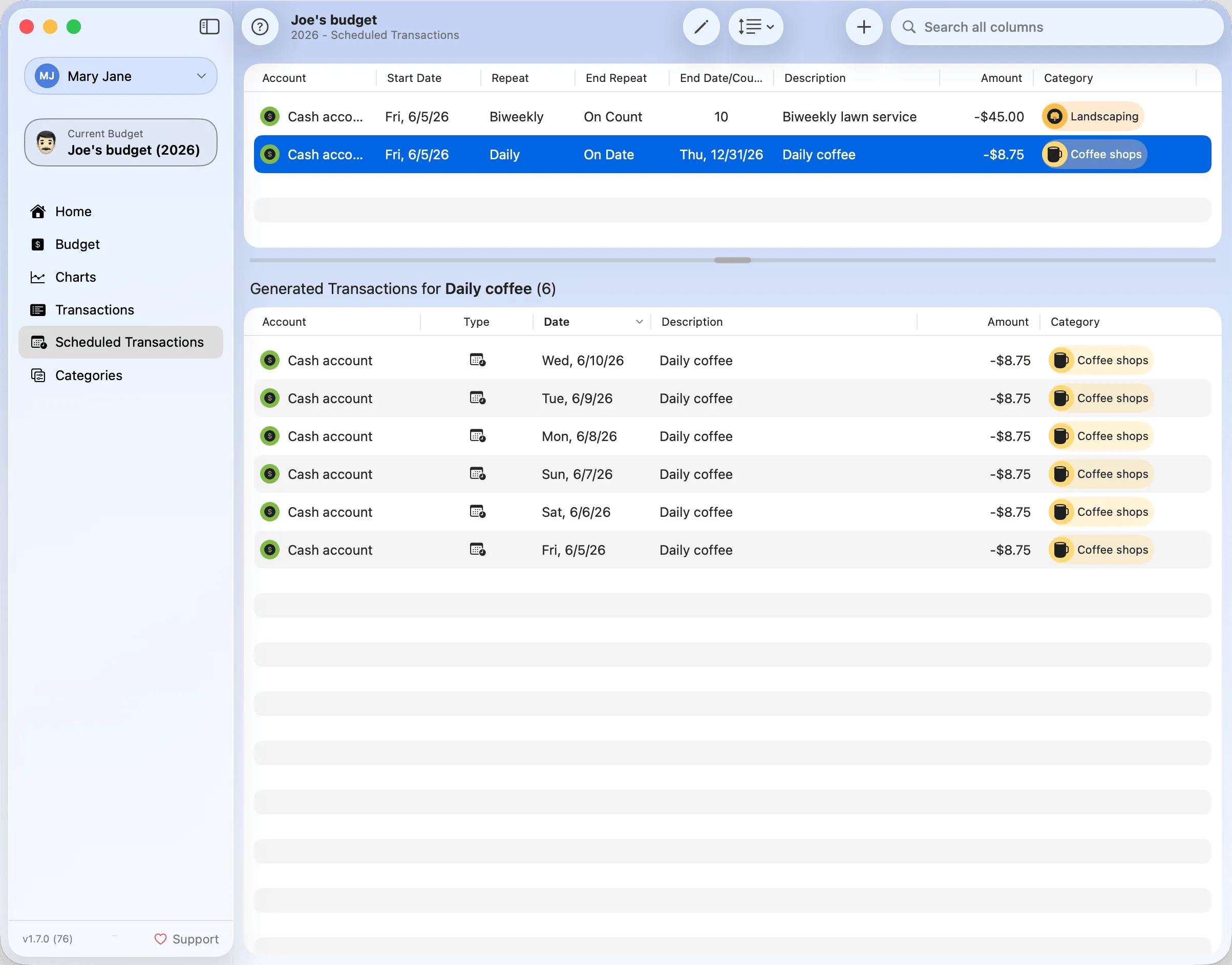 Scheduled Transactions