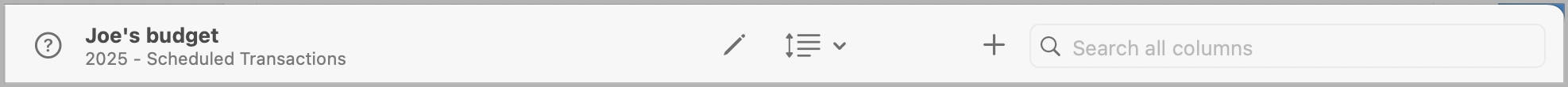 Scheduled Transactions Toolbar