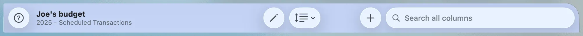 Scheduled Transactions Toolbar