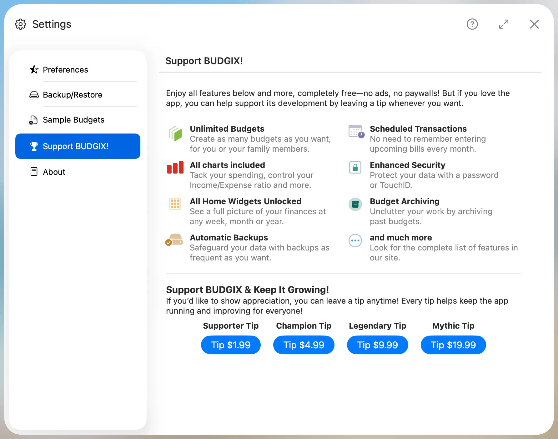 Settings Subscription