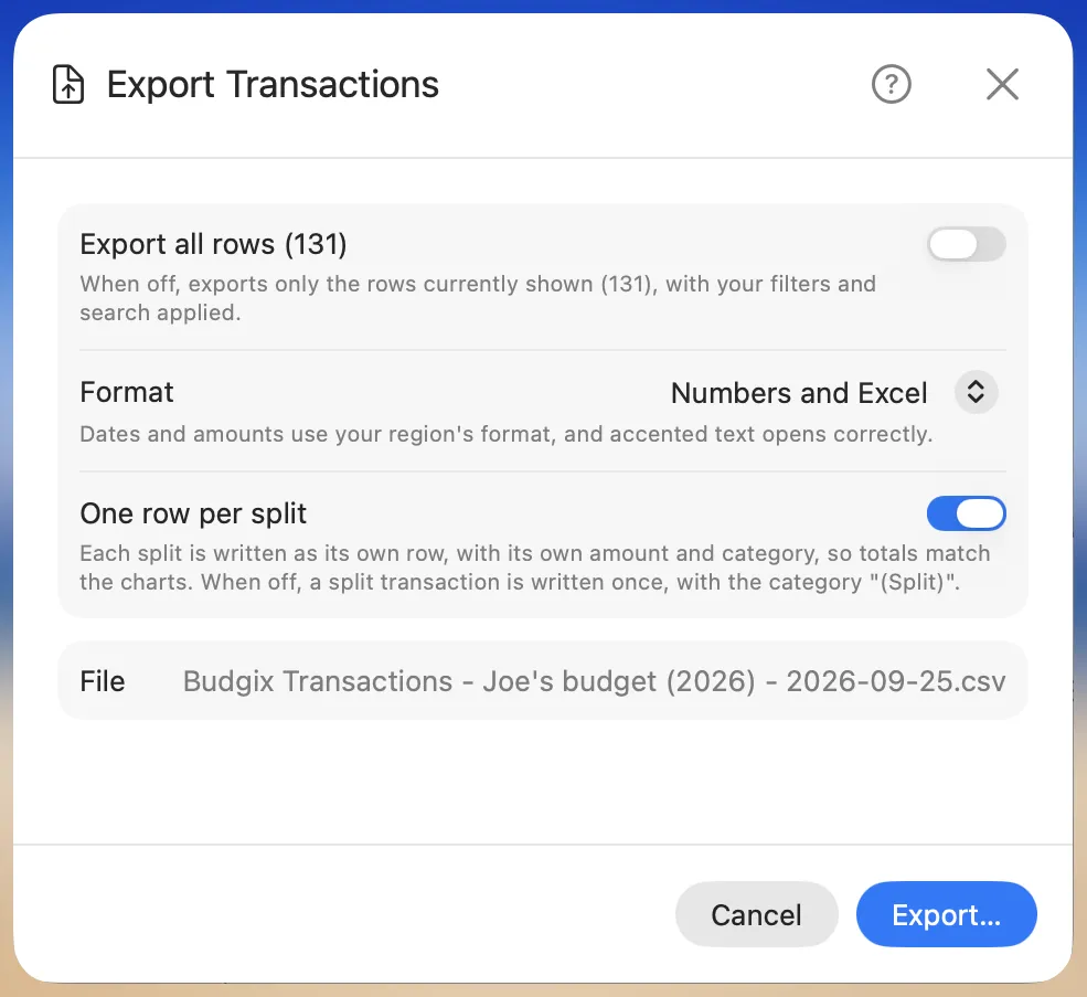 Export Transactions