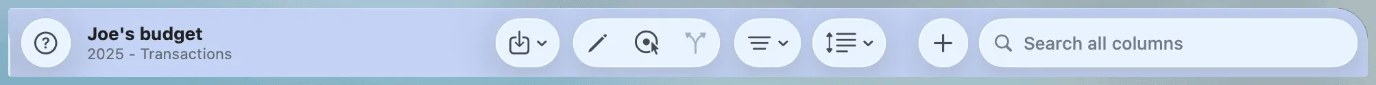 Transactions Toolbar