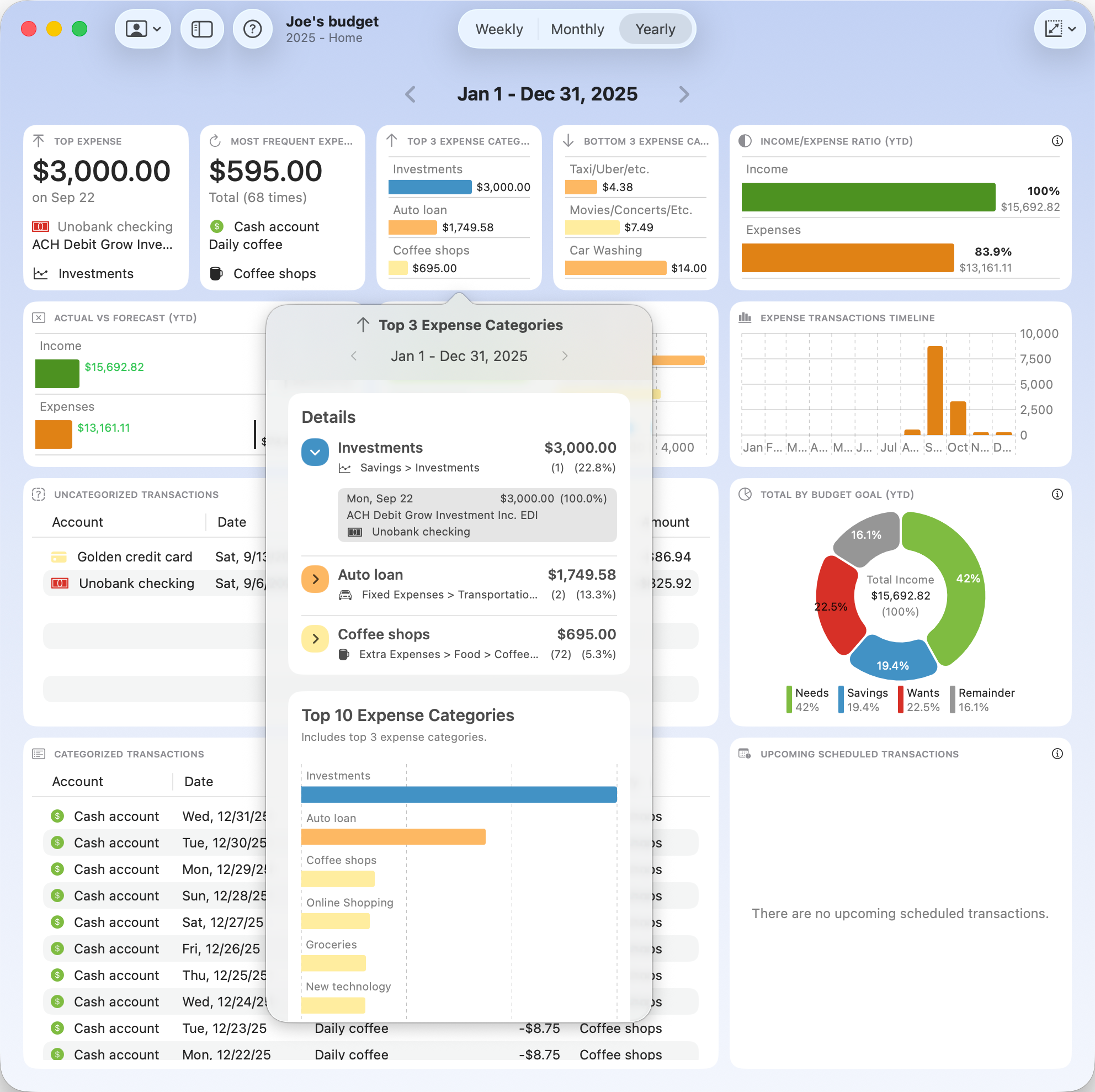 Widget Insights popover